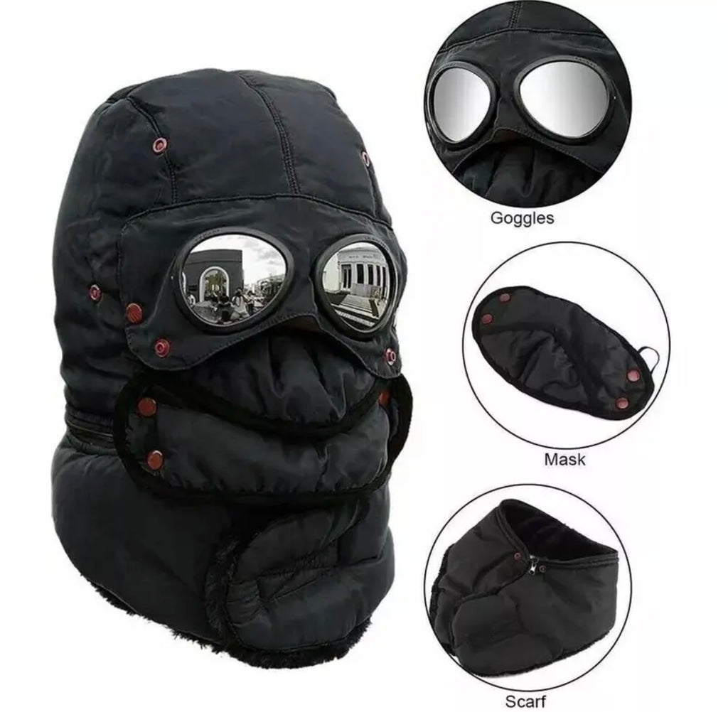 Ski Hat with Mask and Goggles