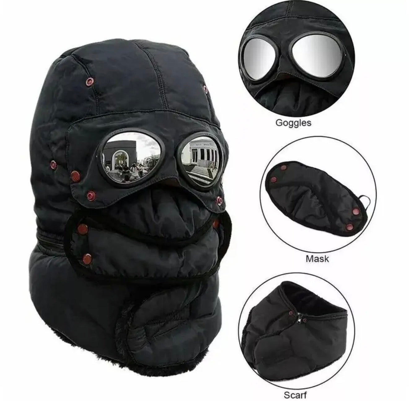 Ski Hat with Mask and Goggles